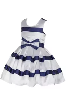 White Plain Raw Silk Kids Frocks