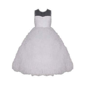 White Plain Net Kids Girl Gowns 1
