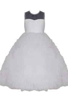 White Plain Net Kids Girl Gowns