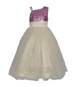Gold Plain Net Kids Girl Gowns