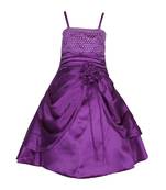Purple Plain Satin Kids Girl Gowns