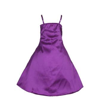 Purple Plain Satin Kids Girl Gowns 2