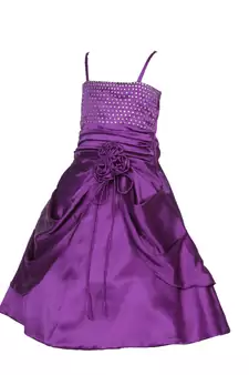 Purple Plain Satin Kids Girl Gowns