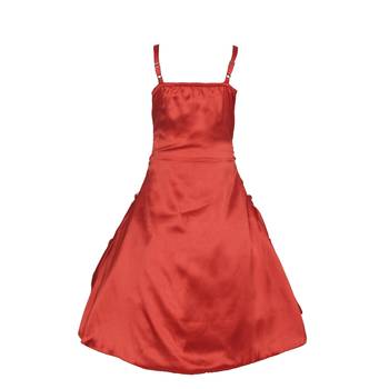 Red Plain Satin Kids Girl Gowns 2