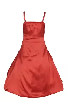 Red Plain Satin Kids Girl Gowns