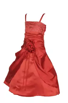 Red Plain Satin Kids Girl Gowns