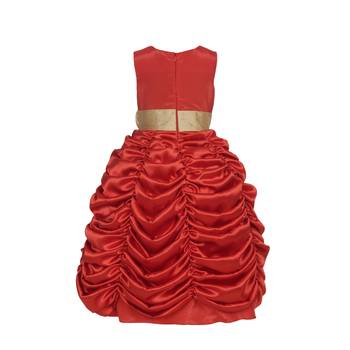 Red Plain Satin Kids Girl Gowns 2