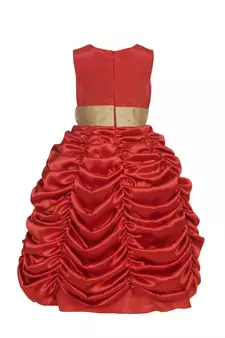 Red Plain Satin Kids Girl Gowns