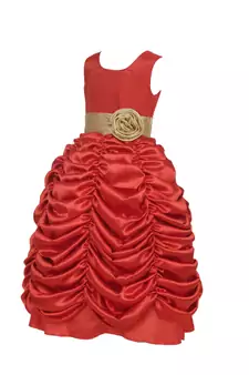 Red Plain Satin Kids Girl Gowns