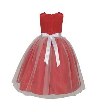 Red Plain Net Kids Girl Gowns 2