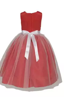 Red Plain Net Kids Girl Gowns