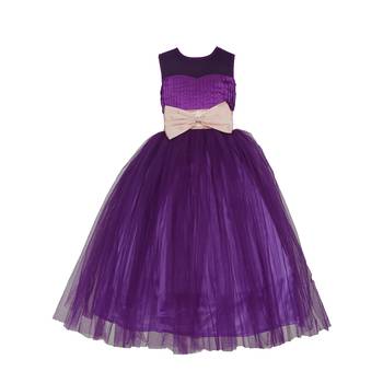 Purple Plain Net Kids Girl Gowns 1