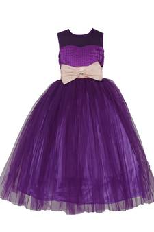 Purple Plain Net Kids Girl Gowns