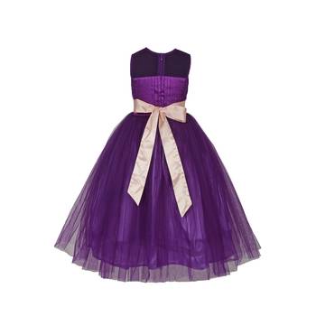 Purple Plain Net Kids Girl Gowns 2