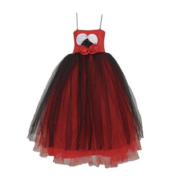 Red Plain Net Kids Girl Gowns 1