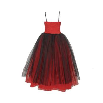 Red Plain Net Kids Girl Gowns 2