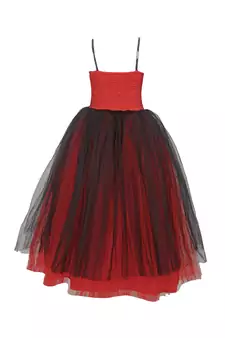 Red Plain Net Kids Girl Gowns
