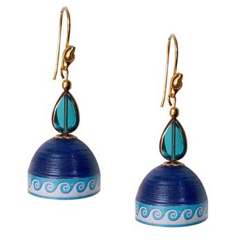Royal Blue Quilled Jhumkas 1
