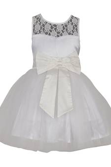 White Plain Net Kids Frocks