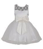 White Plain Net Kids Frocks