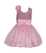 Pink Plain Net Kids Frocks