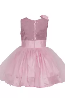 Pink Plain Net Kids Frocks