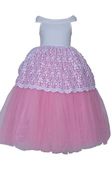 White Plain Net Kids Girl Gowns