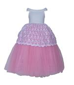 White Plain Net Kids Girl Gowns