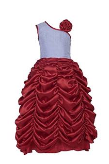 Red Plain Satin Kids Girl Gowns