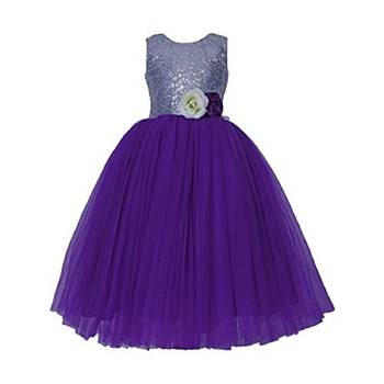 Purple Plain Net Kids Girl Gowns 1