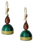 Dark Green Quilled Jhumkas