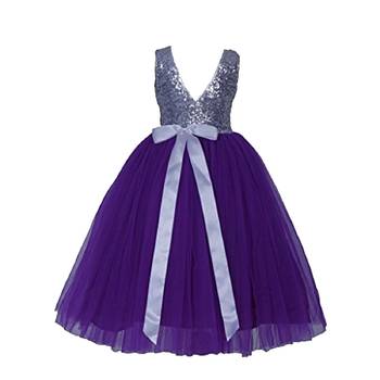Purple Plain Net Kids Girl Gowns 2