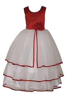 White Plain Net Kids Girl Gowns