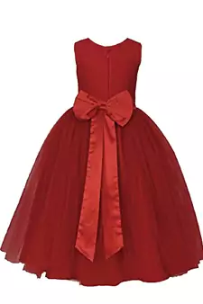 Red Plain Net Kids Girl Gowns
