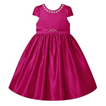 Pink Plain Raw Silk Kids Frocks 1