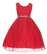Red Plain Georgette Kids Frocks