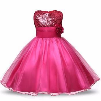 Pink Plain Net Kids Frocks 1