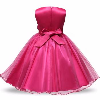 Pink Plain Net Kids Frocks 2