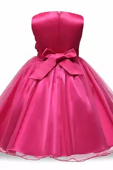 Pink Plain Net Kids Frocks