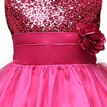 Pink Plain Net Kids Frocks 3
