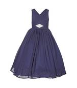 Blue
 Plain Chiffon Kids Girl Gowns