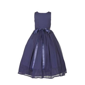 Blue
 Plain Chiffon Kids Girl Gowns 2