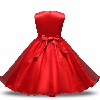Red Plain Net Kids Frocks 2