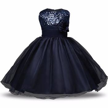 Blue Plain Net Kids Frocks 1