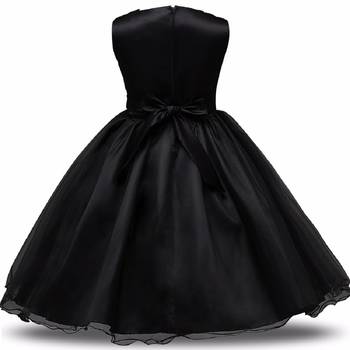 Black Plain Net Kids Frocks 2
