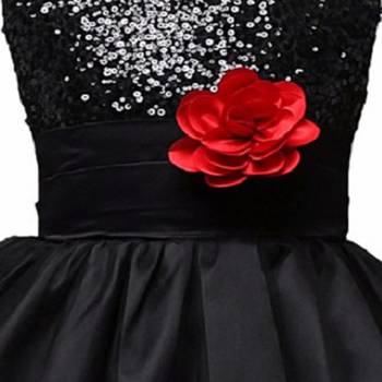 Black Plain Net Kids Frocks 3