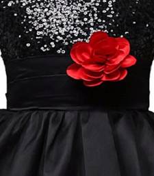 Black Plain Net Kids Frocks