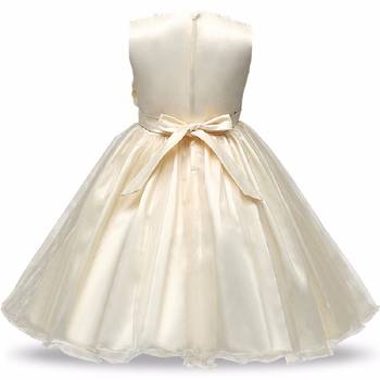 Gold Plain Net Kids Frocks 2