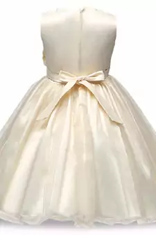 Gold Plain Net Kids Frocks