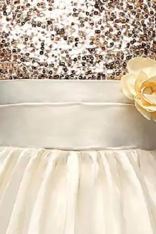 Gold Plain Net Kids Frocks